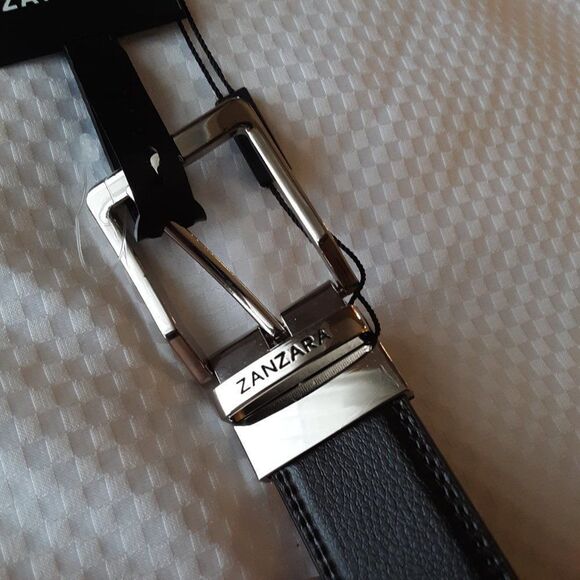 Zanzara Men Black Leather Black/Brown Belt 32/80 - Picture 7 of 12